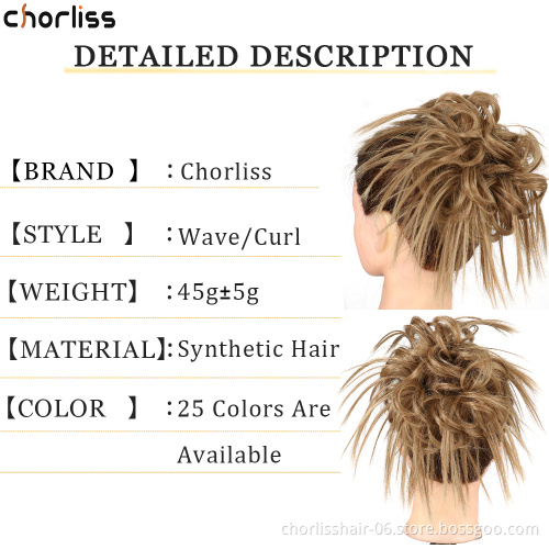 Factory Price Top Quality Chorliss For Black Women Bangs Hair Wave Buns In Synthetic Curly Chignon Drawstring Hair Pieces